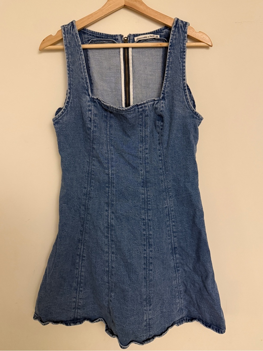 Abercrombie Mila Square Neck A Line Denim Mini Dress Size M